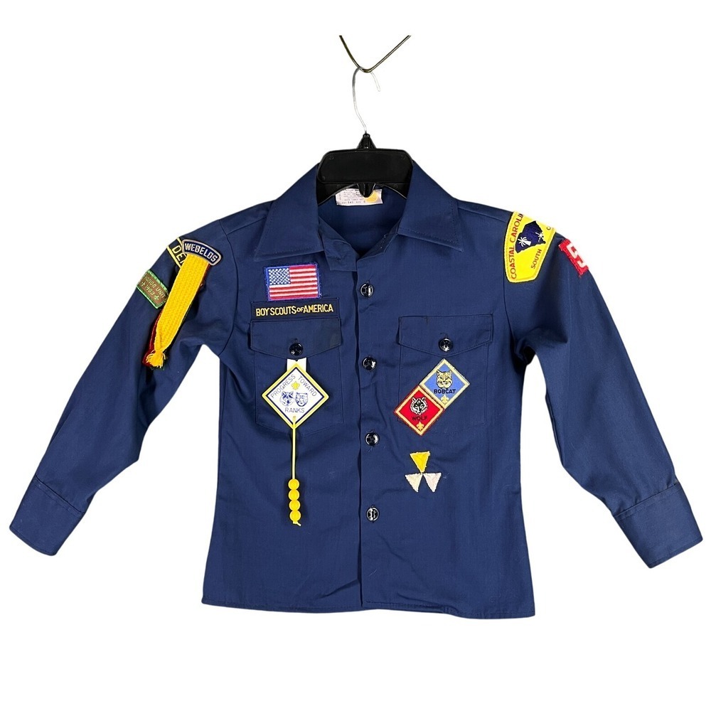 Boy Scouts Uniform Shirt Youth 8 Patches‎ Button-Up South Carolina BSA Scouting